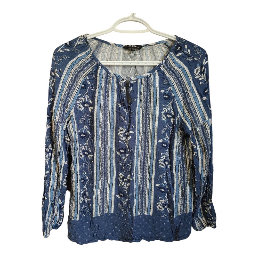 George Blue and White Relaxed Blouse